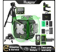 Huepar S03CG Set Livello laser a linee incrociate 3D Bluetooth e telecomando 12 linee Laser a raggio verde Osram con ricevitore Telemetro treppiede