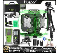 Huepar S04CG-C Set 4D 16 Linee Linea Trasversale Livello Laser LCD/Bluetooth/Strumenti Laser A Distanza Con Rivelatore Treppiede Adattatore Telemetro