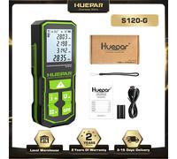 Huepar S120-G Misuratore di distanza laser verde digitale 120M Misuratore di nastro laser Telemetro con strumenti di misurazione del sensore angolare LCD