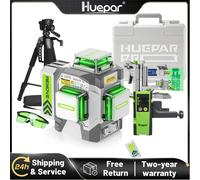 Huepar Set di livelli laser a 12 linee con treppiede rilevatore Precisione 3D ±2mm Strumenti laser autolivellanti a linee incrociate con telecomando
