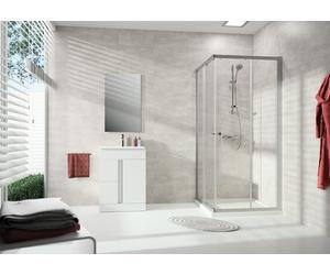 HÜPPE Alpha 2 Accès d'angle à porte coulissante, 2 éléments, 4 coins, cadre partiel, 800x800x1900mm, A20102087321, A20102087321, Cabine doccia: Profilo colore argento vetro opaco ESG trasparente