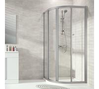 Hüppe Alpha 2 porta scorrevole, 1/4 di cerchio, con due segmenti fissi, 900x900x1900 mm, raggio 500 mm, completamente intelaiata, A22502, Cabine doccia: Profilo colore argento vetro opaco ESG trasparente