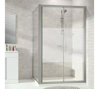 Hüppe Alpha 2 porta scorrevole, 1 pezzo, con segmento fisso, 1200x2000 mm, completamente intelaiata, A22309, Cabine doccia: Profilo colore argento vetro opaco ESG Privatima