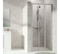 Porta scorrevole Hüppe Alpha 2, in due parti, con segmento fisso, 900x1900 mm, parzialmente intelaiata, A20303, Cabine doccia: Profilo colore argento vetro opaco ESG trasparente