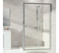 Hüppe Alpha 2 porta scorrevole, 1 pezzo, con segmento fisso, 1300x2000mm, parzialmente incorniciata, A20410, Cabine doccia: Profilo colore argento vetro opaco ESG trasparente con ANTI-PLAQUE