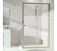 Hüppe Alpha 2 porta scorrevole, 1 pezzo, con segmento fisso, 1400x2000 mm, parzialmente intelaiata, A20411, Cabine doccia: Profilo colore argento vetro opaco ESG Privatima