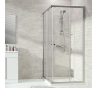 Hüppe Alpha 2 porta scorrevole dingresso, 2 parti, 4 angoli, parzialmente intelaiata, 800x800x1900 mm, A20102, Cabine doccia: Profilo colore argento vetro opaco ESG trasparente