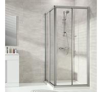 Hüppe Alpha 2 porta scorrevole dingresso, 2 parti, 4 angoli, completamente incorniciata, 750x900x2000mm, A22013, Cabine doccia: Profilo colore argento vetro opaco ESG trasparente con ANTI-PLAQUE