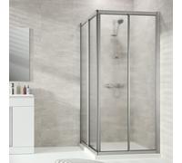 Hüppe Alpha 2 porta scorrevole dingresso, 2 parti (1/2), 4 angoli, completamente incorniciata, 750x1900 mm, A22102, Cabine doccia: Colore del profilo argento opaco Vetro artistico Pacific S chiaro