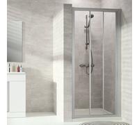 Porta scorrevole Hüppe Alpha 2, in due parti, con segmento fisso, 880x1900 mm, completamente intelaiata, A22214, Cabine doccia: Profilo colore argento vetro opaco ESG trasparente