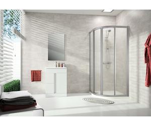 HÜPPE Alpha 2 Porte coulissante, 1/4 de cercle, avec deux segments fixes, 1000x1000x1900mm, rayon 500mm, entièrement encadrée, A22505087321, A22505087321, Cabine doccia: Profilo colore argento vetro o