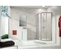 HÜPPE Alpha 2 Porte coulissante, 1/4 de cercle, avec deux segments fixes, 800x800x1900mm, rayon 500mm, entièrement encadrée, A22501087321, A22501087321, Cabine doccia: Profilo colore argento vetro opa
