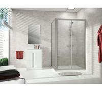 Hüppe Alpha 2 porta scorrevole, 1 pezzo, con segmento fisso, 1700x1900 mm, completamente intelaiata, A22307, Cabine doccia: Profilo colore argento vetro opaco ESG Privatima