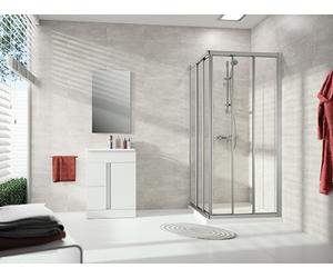HÜPPE Alpha 2 Porte coulissante d'angle, 3 éléments (1/2), 4 angles, cadre complet, 800x2000mm, A22708087264, A22708087264, Cabine doccia: Colore del profilo argento opaco Vetro artistico Pacific S ch