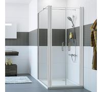 HÜPPE Classics 2 porta a battente per parete laterale Larghezza: 90cm stop a sinistra e a destra, Cabine doccia: Profilo colore argento vetro opaco ESG trasparente