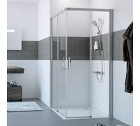 Hüppe Classics 2 EasyEntry Porta scorrevole a 4 angoli in 2 parti, larghezza:80 cm, altezza:200 cm, fissaggio a destra e a sinistra, C25001, Cabine doccia: Profilo colore argento vetro opaco ESG trasparente con ANTI-PLAQUE