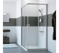 Hüppe Classics 2 Porta scorrevole a 4 angoli in 2 parti (1/2), larghezza:75 cm, altezza:190 cm, fissaggio a destra e a sinistra, C20202, Cabine doccia: Profilo colore argento vetro opaco ESG trasparente