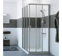 Hüppe Classics 2 porta scorrevole a 4 angoli in 3 parti (1/2), larghezza:90 cm, altezza:200 cm, fissaggio a destra e a sinistra, C21209, Cabine doccia: Profilo colore argento vetro opaco ESG trasparente
