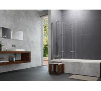 HÜPPE Design pure Pare-bain, 3 éléments, fixation à gauche, fabrication sur mesure, largeur 1401-1600mm, hauteur 1200-1500mm, 8P6582123315, 8P6582123315, Cabine doccia: Colore del profilo Black Editio