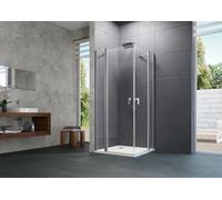 HÜPPE Design pure porte battante avec segments fixes Largeur : 80cm arrêt à gauche et à droite pour le carrelage, 8P0707087375, 8P0707087375, Cabine doccia: Profilo colore argento vetro opaco ESG Priv