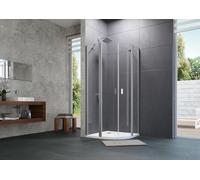 HÜPPE Design pure porte battante avec segments fixes Rayon de 2 vantaux : 55cm largeur : 90cm arrêt à gauche et à droite pour carrelage, 8P1717092322, 8P1717092322, Cabine doccia: Profilo colore argen