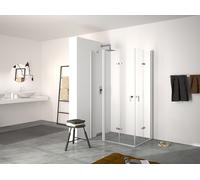 HÜPPE Design pure Porte pliante battante, avec segment fixe, fixation à gauche, largeur 1700mm, hauteur 2000mm, 8P7006087322, 8P7006087322, Cabine doccia: Profilo colore argento vetro opaco ESG traspa