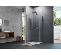 HÜPPE Design pure Porte pliante battante, fixation à gauche, largeur 700mm, hauteur 2000mm, montage sur carrelage, 8P0807, 8P0813087378, 8P0813087378, Cabine doccia: Colore del profilo argento opaco V