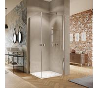 HÜPPE Solva Accès d'angle à porte battante, cadre partiel, fabrication sur mesure, fixation à droite, largeur 500-900mm, hauteur 2001-2200mm, S21281182381, S21281182381, Cabine doccia: Colore del prof