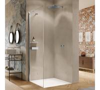 HÜPPE Solva Paroi latérale, pour porte battante, largeur 900mm, hauteur 2000mm, S20703092322, S20703092322, Cabine doccia: Profilo colore argento vetro lucido ESG trasparente con ANTI-PLAQUE