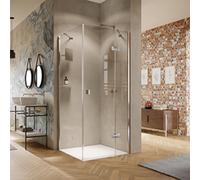HÜPPE Solva porte battante avec segment fixe, cadre partiel, fixation à droite, largeur 800mm, hauteur 2000mm, S20401123301, S20401123301, Cabine doccia: Colore del profilo Black Edition Glass ESG Gre