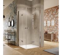 HÜPPE Solva Porte d'angle pliante battante, cadre partiel, fixation à droite, largeur 800mm, hauteur 2000mm, S21603123322, S21603123322, Cabine doccia: Profilo colore Nero Edizione vetro ESG trasparen