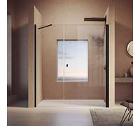 HÜPPE SolvaPro Porte battante avec partie annexe en niche, fixation à droite, largeur : 90cm, hauteur:200cm, 7T300255H316, 7T300255H316, Cabine doccia: Profilo colore ottone Vetro ESG Sand Plus con AN