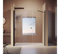 HÜPPE SolvaPro Porte battante avec partie annexe en niche, fixation à gauche, largeur : 90cm, hauteur:200cm, 7T290255H316, 7T290255H316, Cabine doccia: Profilo colore ottone Vetro ESG Sand Plus con AN