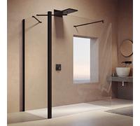 HÜPPE SolvaPro Solution Walk-In L, sur mesure, B1 : 30-180cm, B2:120,1-180cm Hauteur:120-200cm, 7T2481123322, 7T2481123322, Cabine doccia: Profilo colore Nero Edizione vetro ESG trasparente con ANTI-P