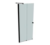 HÜPPE Xtensa pure Accès latéral coulissant 2 éléments (1/2), largeur:90cm, charnières à gauche, XT1303123348, XT1303123348, Cabine doccia: Colore del profilo Nero Edition Glass ESG Sand Plus Serigrafi