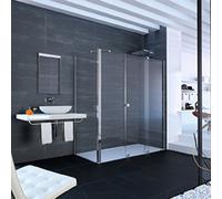 HÜPPE Xtensa pure Paroi latérale, pour solution en L/cabine en U, en angle, sur mesure, L 200-1100mm, H 2001-2200mm, XT1881069322, XT1881069322, Cabine doccia: Profilo colore argento vetro lucido ESG