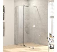HÃPPE Xtensa pure Walk-In porta scorrevole 1 pezzo, con segmento fisso, larghezza:180cm, arresto a sinistra, traversa, XT0109, Cabine doccia: Profilo colore argento vetro lucido ESG trasparente con ANTI-PLAQUE