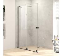 HÃPPE Xtensa pure walk-in sliding door 1 pezzo, con segmento fisso, larghezza:110cm, battuta a sinistra, barra di stabilizzazione, XT0122, Cabine doccia: Colore profilo Colore nero Edizione vetro ESG