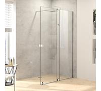 HÜPPE Xtensa pure Walk-In porte coulissante 1 partie, avec segment fixe, largeur:100cm, butée droite, barre transversale, XT0201069322, XT0201069322, Cabine doccia: Profilo colore argento vetro lucido
