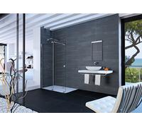 HÜPPE Xtensa pure Walk-In porte coulissante 1 partie, avec segment fixe, largeur:100cm, butée gauche, barre transversale, XT0101069322, XT0101069322, Cabine doccia: Profilo colore argento vetro lucido