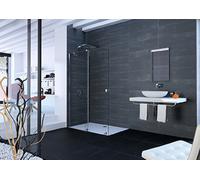 HÜPPE Xtensa pure Walk-In porte coulissante 1 partie, avec segment fixe, largeur:110cm, butée gauche, barre de stabilisation, XT0122123380, XT0122123380, Cabine doccia: Colore profilo Colore nero Ediz