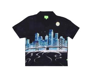 HUF - Camicia a Maniche Corte con Veduta della Città Nera - - Shirts - Uomo - Nero - L