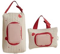 HUFENYU Eleganti Sacchetti for Salviette Umidificate con Ricamo A Forma di Orso, Porta Salviette Umidificate Portatile, Borsa Portaoggetti da Viaggio Sacchetti(Red)