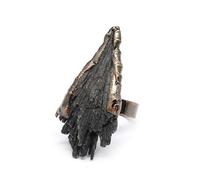 HUFFA Anello con pietra di tormalina nera naturale | Gioiello amorfo in cristallo blu for protezione e stile(BlackTourmaline)