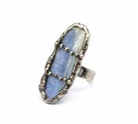 HUFFA Anello con pietra di tormalina nera naturale | Gioiello amorfo in cristallo blu for protezione e stile(BlueCrystal)