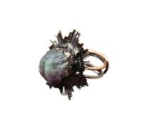 HUFFA Anello in pietra grezza di cristallo naturale - Gioiello aperto for dita da donna con fluorite e ossidiana(Color4)
