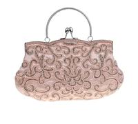HUFFA Borsa da pranzo retrò ricamata con perline fatte a mano | Elegante borsa for banchetti Cheongsam for occasioni speciali(Champagne)