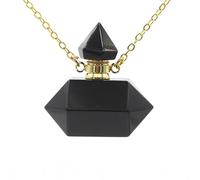 HUFFA Bottiglia di Profumo di Cristallo a Colonna Esagonale - Eleganti Accessori Fai da Te for l'arredamento della casa e Come Regalo(Obsidiangold)