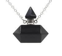 HUFFA Bottiglia di Profumo di Cristallo a Colonna Esagonale - Eleganti Accessori Fai da Te for l'arredamento della casa e Come Regalo(Obsidiansilver)