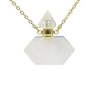 HUFFA Bottiglia di Profumo di Cristallo a Colonna Esagonale - Eleganti Accessori Fai da Te for l'arredamento della casa e Come Regalo(Whitecrystalgold)